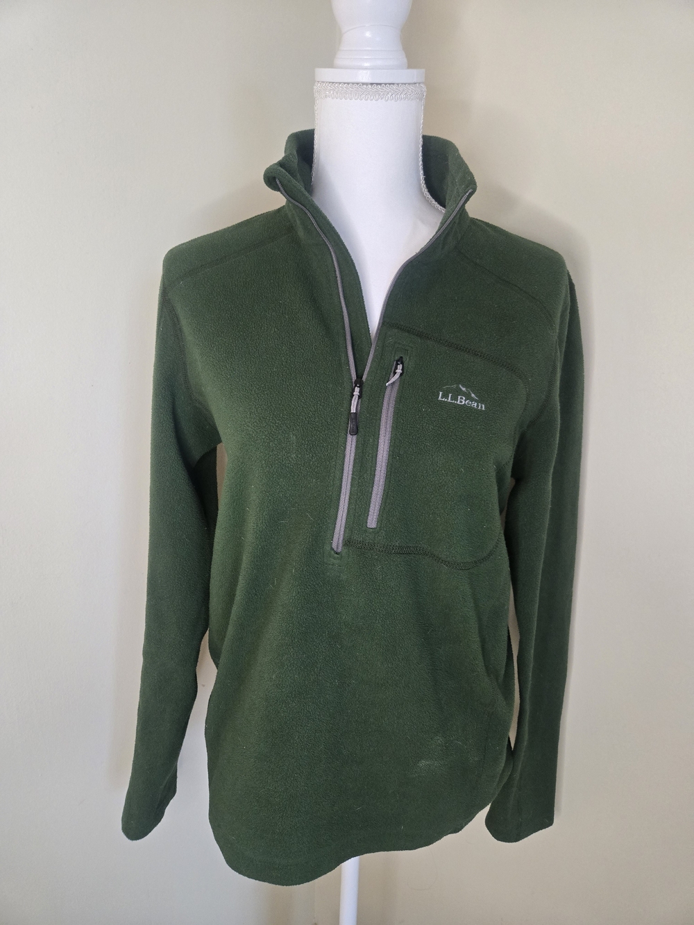 L.L. Bean Men's Forest Green Half-Zip Fleece Pullover